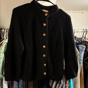 Vintage Black Button-Up Women's Sweater
